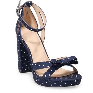 Draper James RSVP Averie Dress Sandals Navy White Polka Dot Women Size 6 Preppy